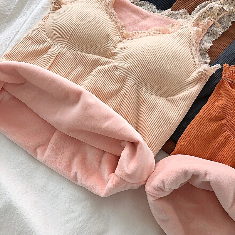 Осень-зима 2019 базовое термобелье майка без рукавов с кружевными лямками