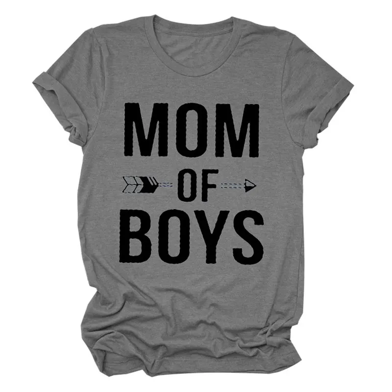 Женская футболка с надписью Mom Of Boys Повседневная модная вырезом лодочкой мягкая