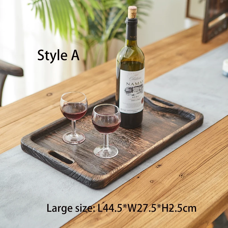 A-L 44x27.5x2.5cm Набор из 3 предметов, деревянный поднос из пауловнии, поднос для чая, поднос для еды, прямоугольный поднос из твердой древесины, китайский поднос для чая Gongfu - Цвет: A-L 44x27.5x2.5cm