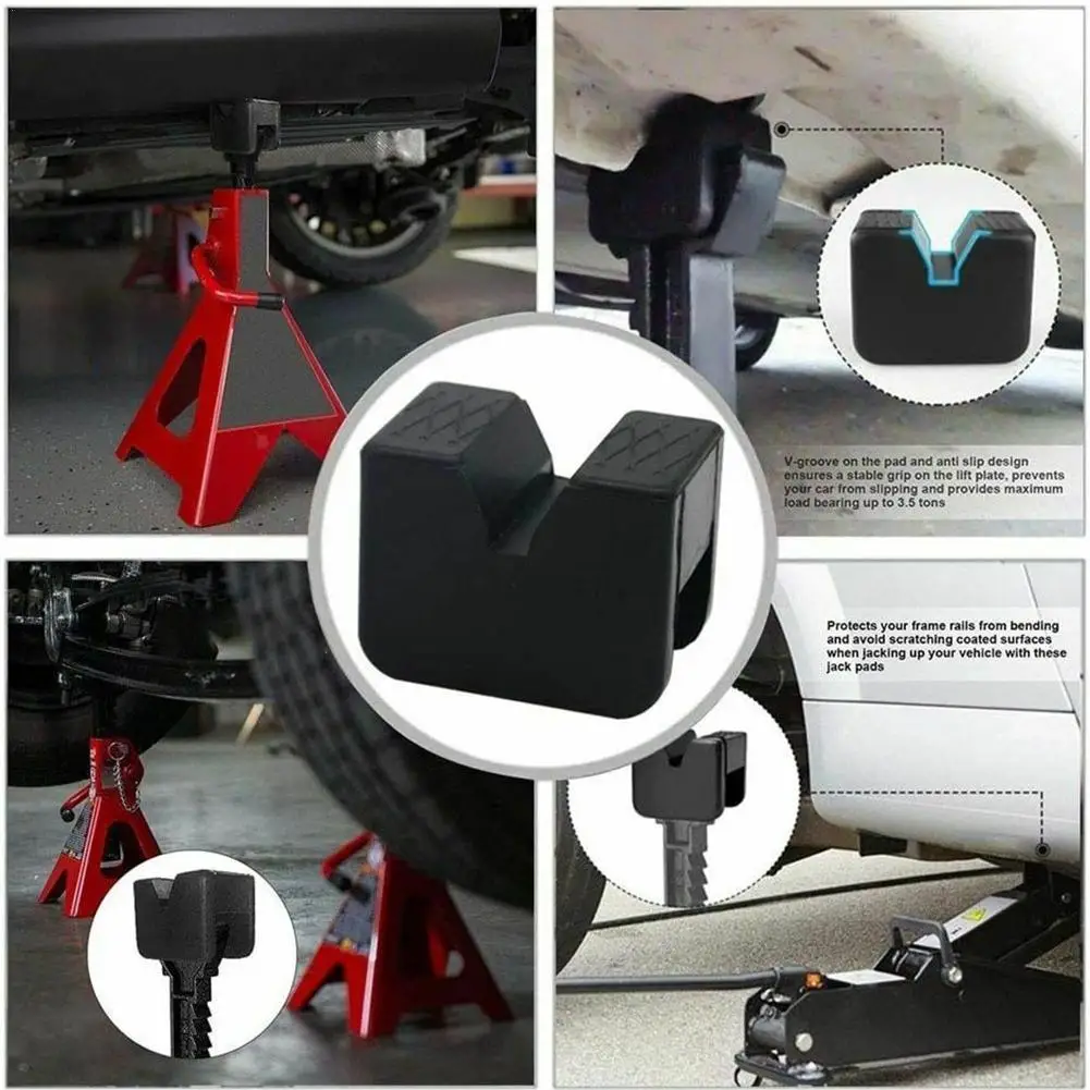 

1/2/4Pc Universal Rubber Slotted Jack Pad For Stand Car Jack Lift Adapter With Frame Stand Rail Pinch