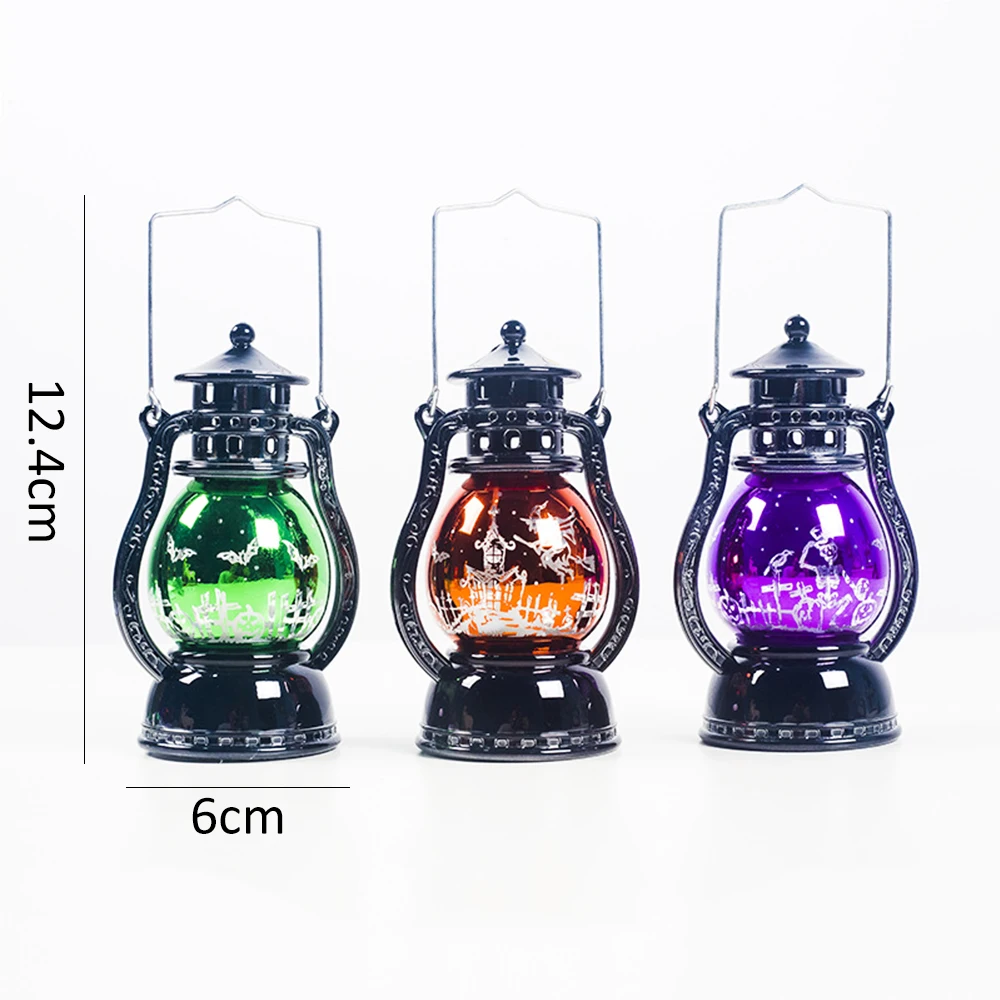 

Halloween Small Oil Lamp Led Retro Flameless Night Light Desktop Decor Ghost Festival Atmosphere Layout Props for Home Bar Party