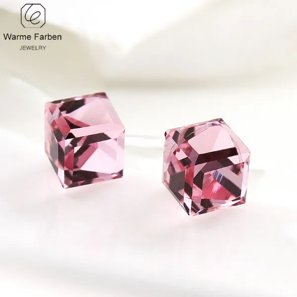 Warme Farben Crystal из сваровска, женские серьги, хорошее ювелирное изделие, 925 пробы, серебряный, простой маленький кубик, серьги-гвоздики для девочек, Brincos - Цвет камня: as picture