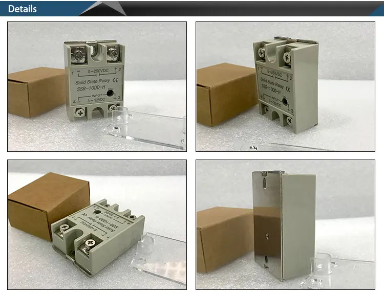Управление DC SSR 10DD 25DD 40DD 60DD 10A 25A 40A 60A на самом деле 3-32 В DC до 5-250VDC Однофазное твердотельное реле