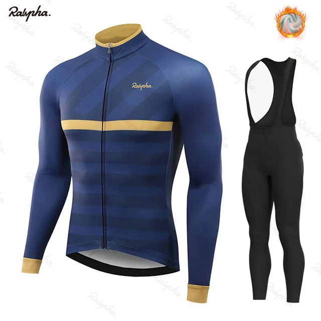 

2021 Winter Thermal Fleece Set Cycling Clothes Men Jersey Suit Sport Riding Bike MTB Clothing Bib Pants Warm Sets Ropa Ciclismo