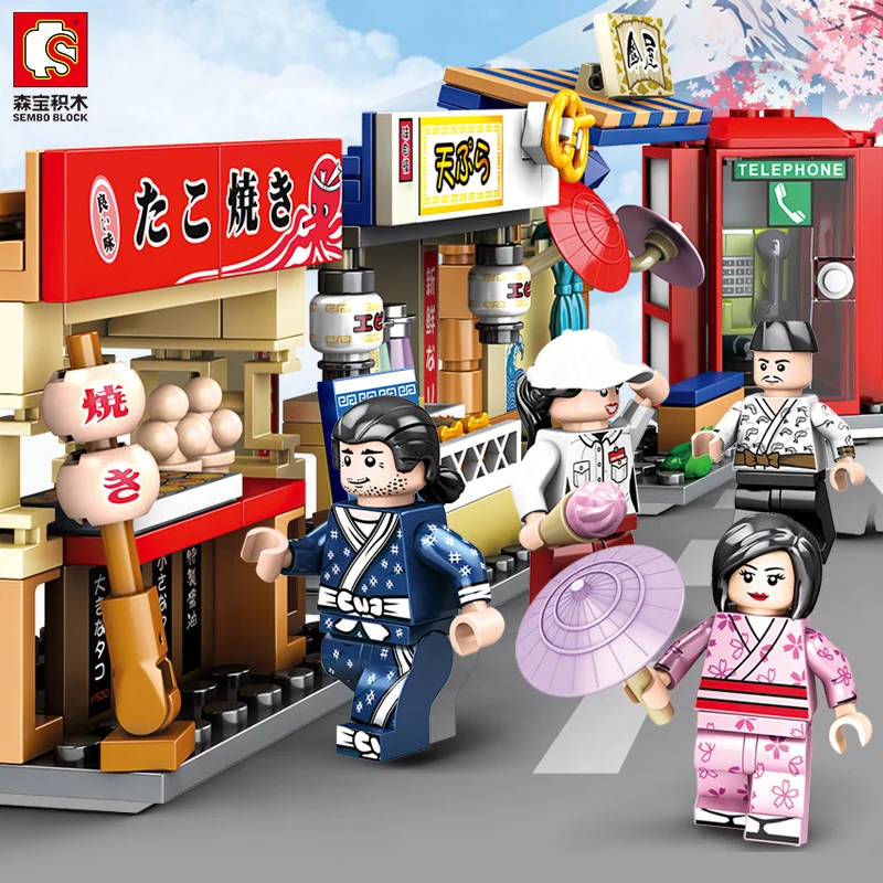 Блоки SEMBO Mini City Street Food Sushi Shop Store MOC строительные блоки детские развивающие игрушки