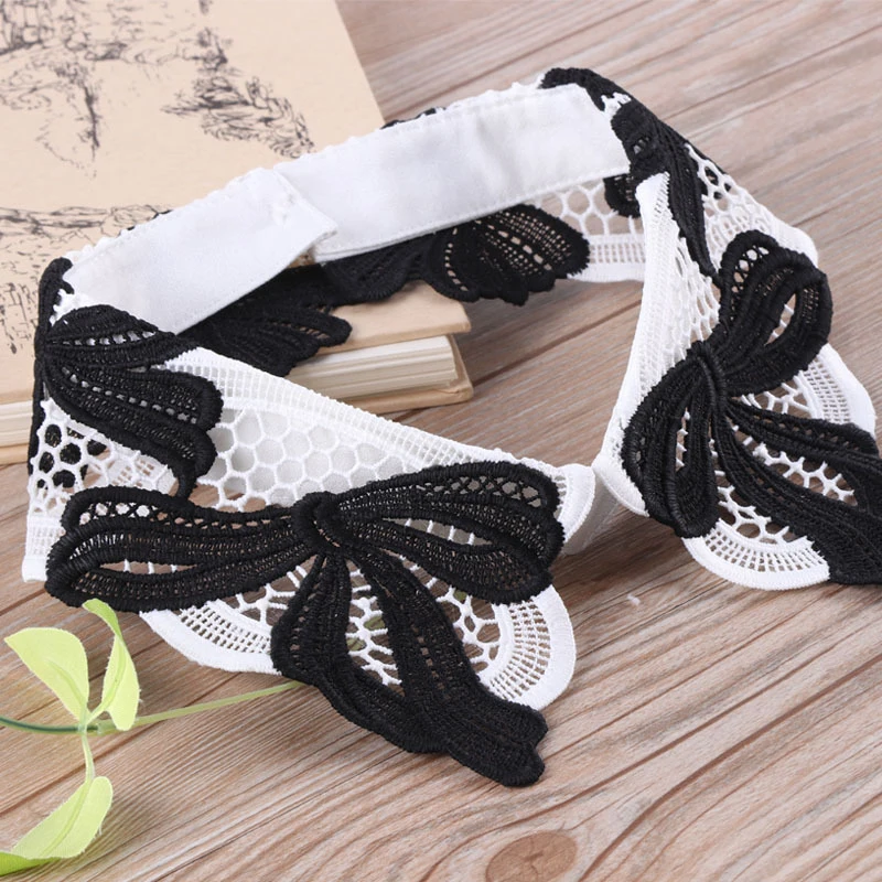 Женская рубашка с жемчужинами и воротником Женский ажурный лоскутный галстук