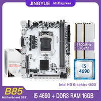 jingyue b85 motherboard lga 1150 set kit with intel core i5 4690 cpu processor 16gb28gb ddr3 ram memory m 2 nvme b85i plus