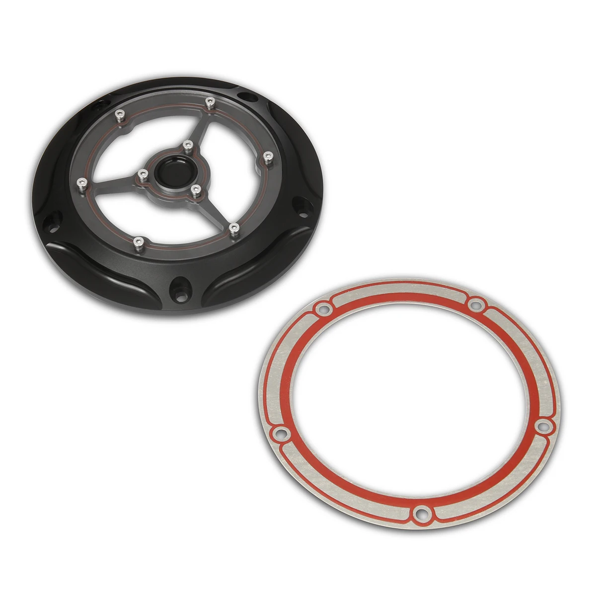 

Black CNC clarity Derby Engine Cover For Harley Touring Electra Glide Dyna Softail Heritage Deluxe 1999-2017