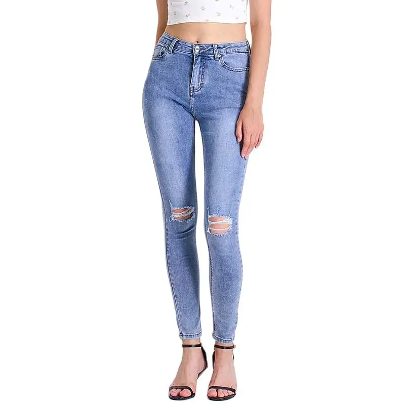 Повседневные Эластичные Обтягивающие джинсы со средней талией для женщин синий