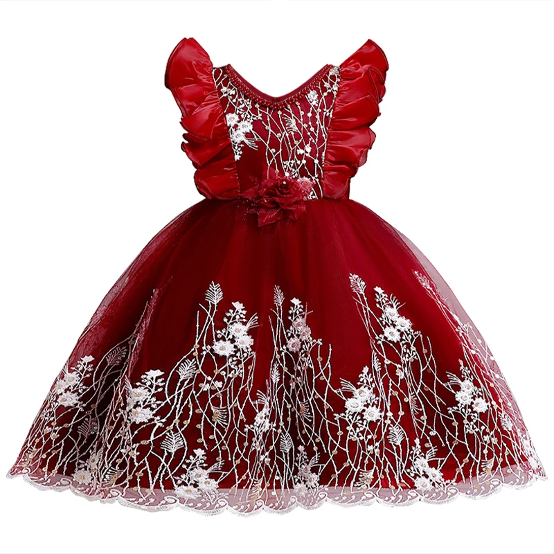 Flower Vintage Embroidery Baby Girls Dress 2022 New Summer Tutu Party Elegant Wear Princess Kids Vestido | Детская одежда и обувь