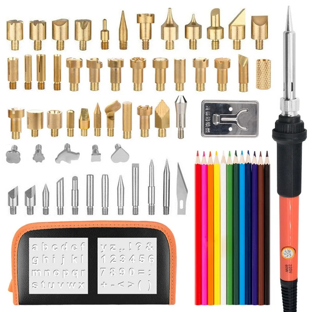 

71Pcs/Set 60W Soldering Iron Wood Burning Kit Adjustable Engraving Pyrography Tool Welding Welding Skill Wood Embossed Burning