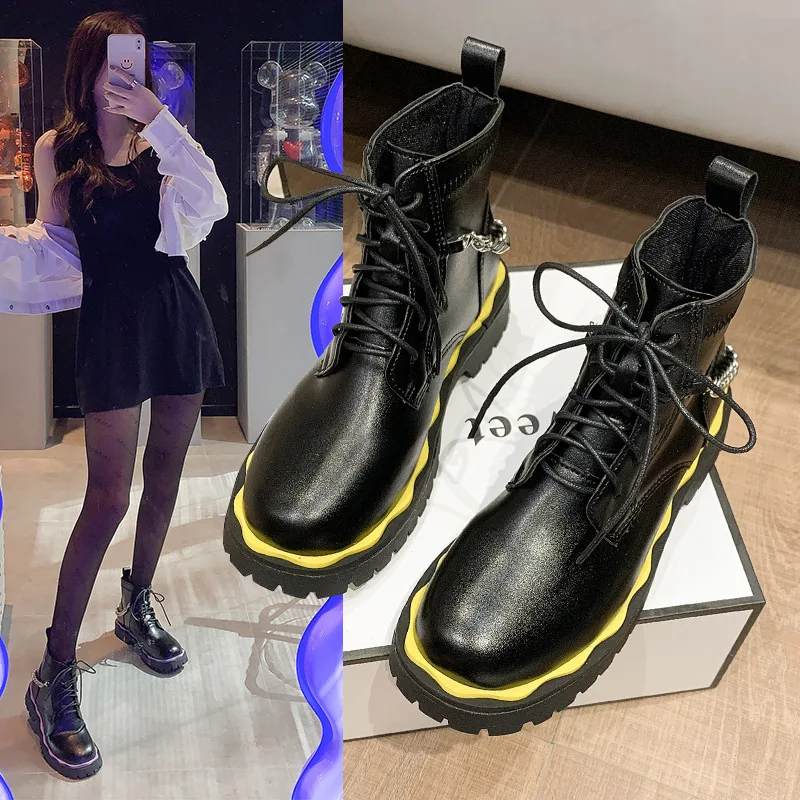 Женские ботильоны из искусственной кожи черные ботинки в стиле панк с