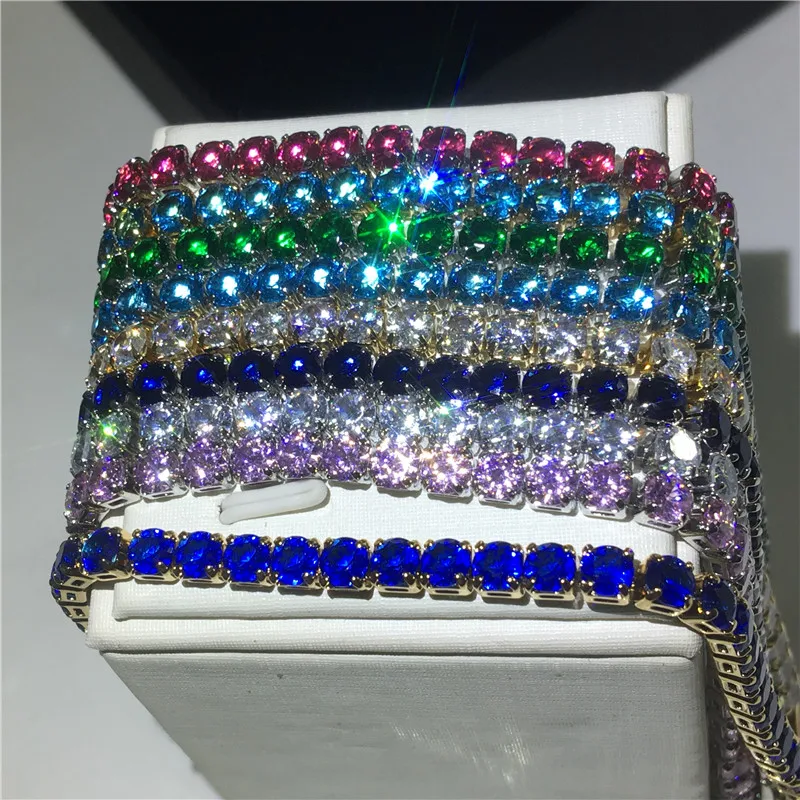 Оригинальный браслет из серебра 925 пробы с цепочкой для тенниса 8 цветов 4 мм