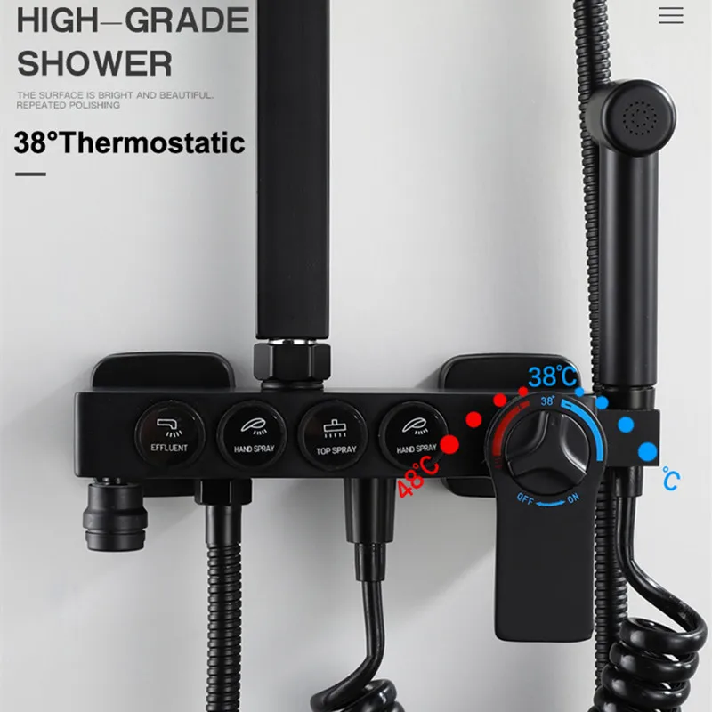 Смеситель для ванной комнаты черная бронзовая Душевая система термостатический
