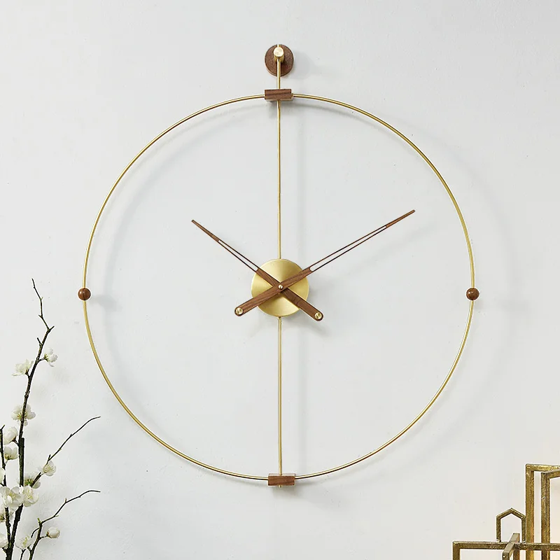 

Nordic Creative Wall Clock Metal Living Room Walnut Wood Silent Watch Spain Modern Clocks Wall Watch Home Decor Duvar Saati Gift