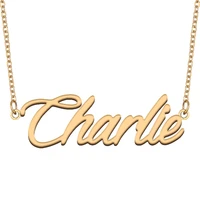 charlie name necklace for women stainless steel jewelry 18k gold plated nameplate pendant femme mother girlfriend gift
