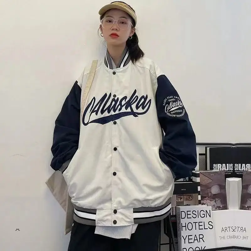 

2021 jacket women Spring and Autumn new Korean version of loose plus velvet thick sweater student baseball uniform man tide