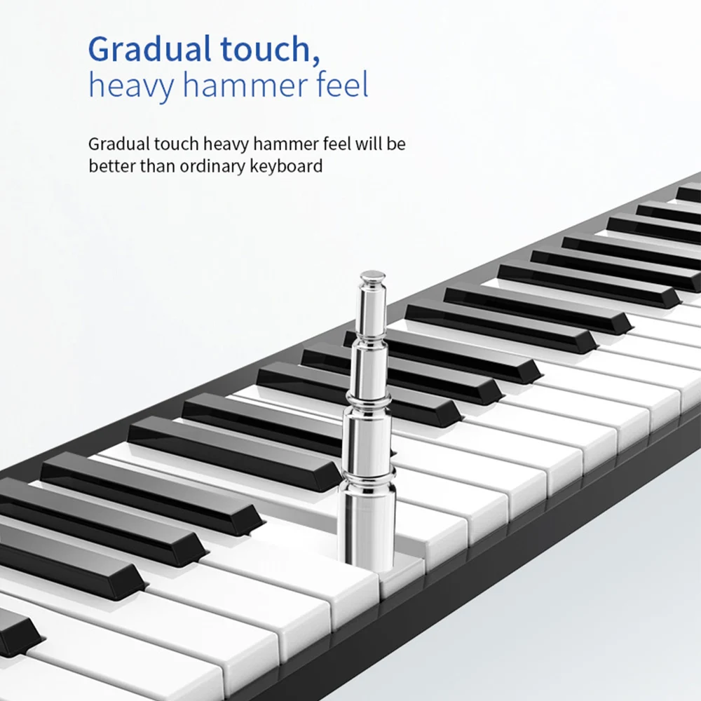 88 Keys Keyboard Piano Portable Digital Piano with LCD Display Built-in Speakers Rechargeable Battery BT Connectivity