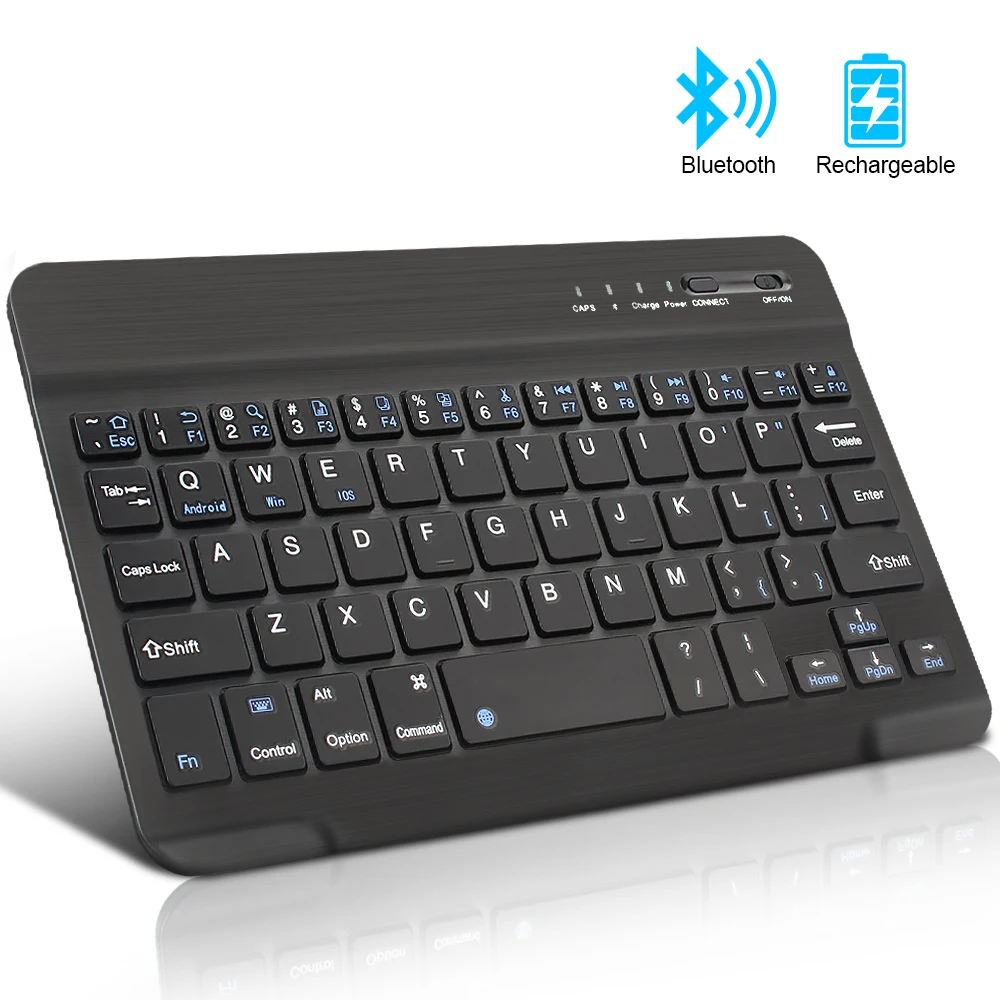 

Беспроводная мини-клавиатура с Bluetooth для ipad, телефона, планшета, резиновые колпачки клавиш, перезаряжаемая клавиатура для Android, ios, Windows