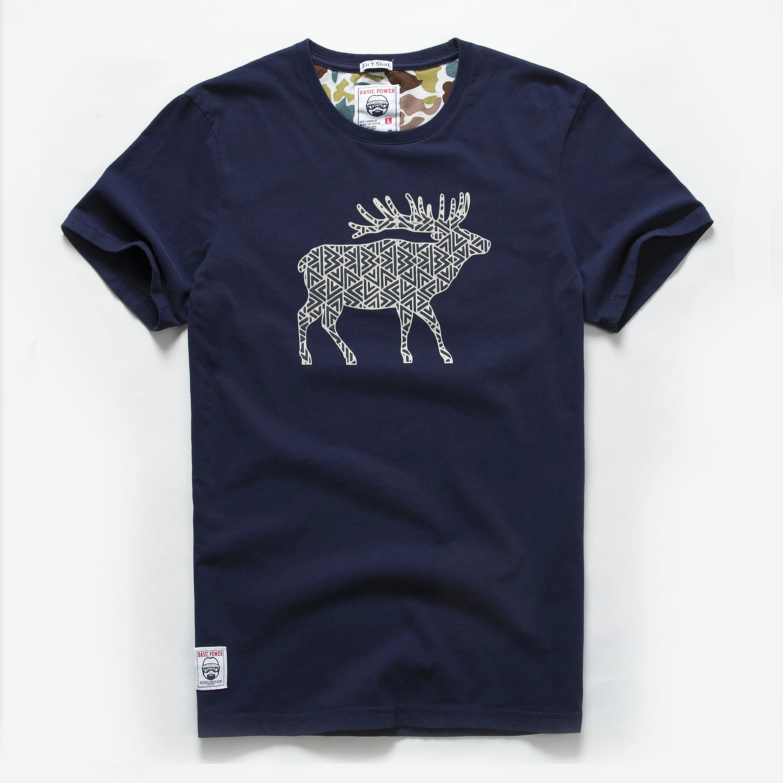 Мужская футболка хлопковая Однотонная Повседневная Базовая с круглым вырезом