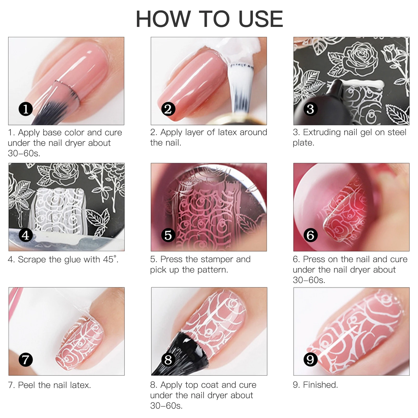 

BIUTEE 10/6PC Nail Stamping Plates Kit 8 Colors Stamping Gel Nail Kit Nail Art Stamper Set New Printing Polish UV Gel New 2021