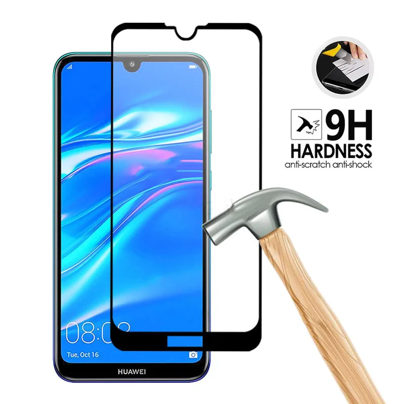 2 в 1 для Huawei Y7 Pro 2019 Защитное стекло Y 7 pro2019 полное покрытие защитная пленка из