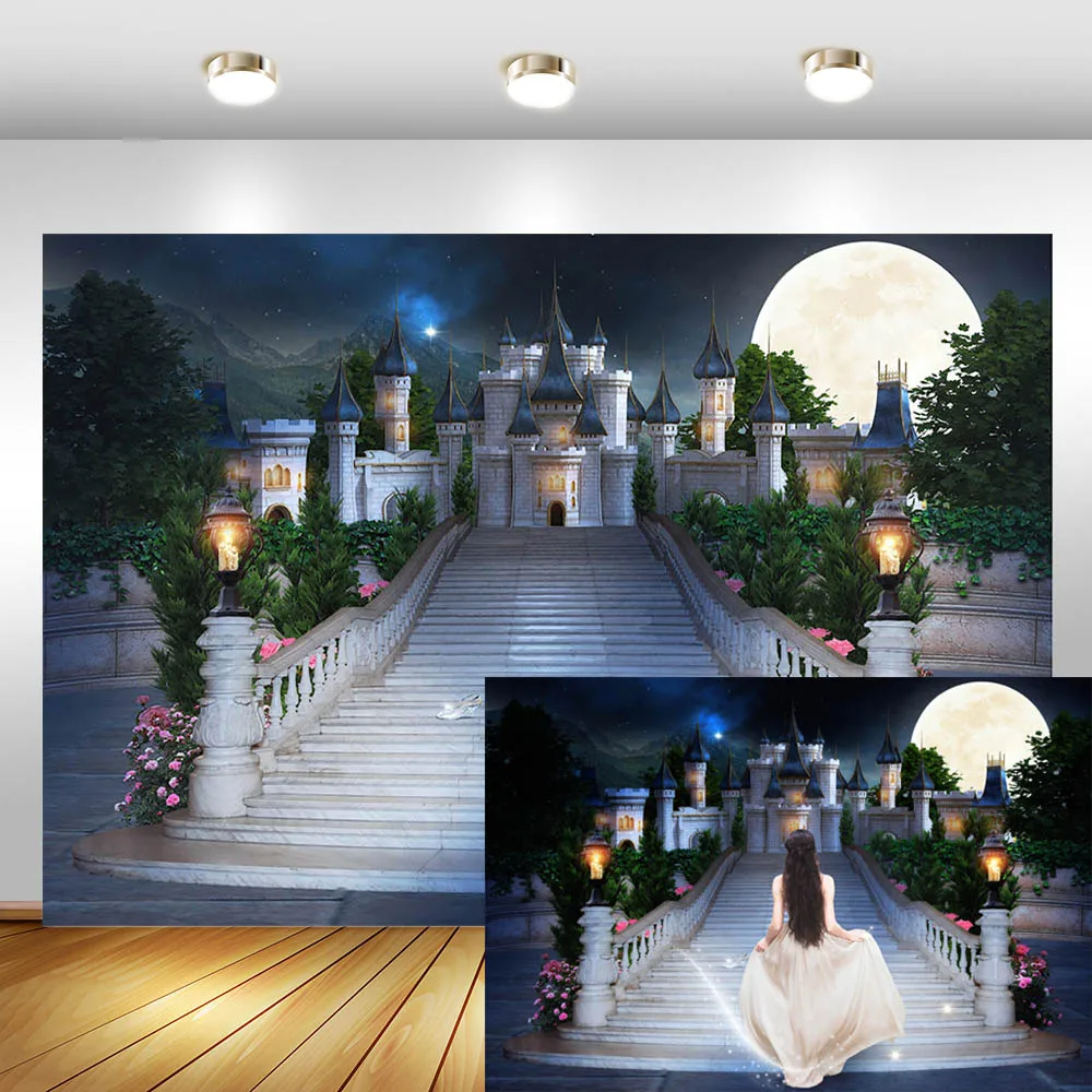 MOCSICKA фон для фотосъемки с изображением ночного замка Луны Золушки принцессы