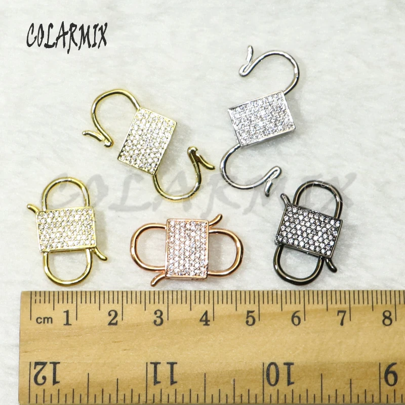 

4Pcs Mix color lock clasp double hoops clasp zircon jewelry Accessories for jewelry making high quality pendant gift for lady
