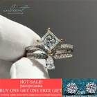 Inbeaut с покрытием 18-ти каратным белым золотом, Принцесса 1 компьютерная томография D Цвет бриллиант квадратный капли воды камень кольцо Настоящее серебро 925 Свадебные украшения