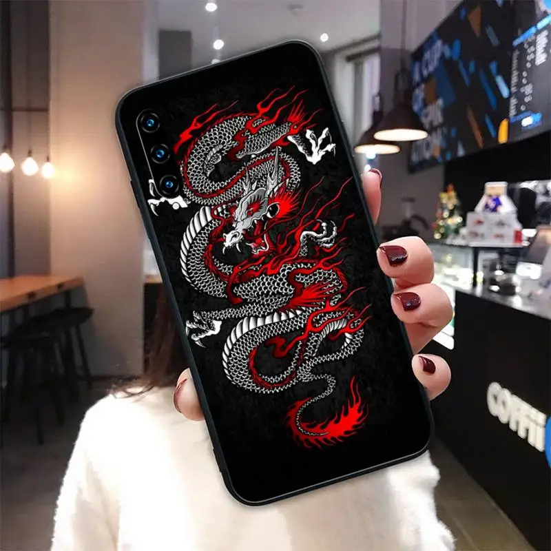 

Creative Design Chinese Dragon Black Silicone Cover Case For Huawei Honor 7A 8s 8x 9X 9 10 20s 20 Lite V 30 PRO PLAY Funda
