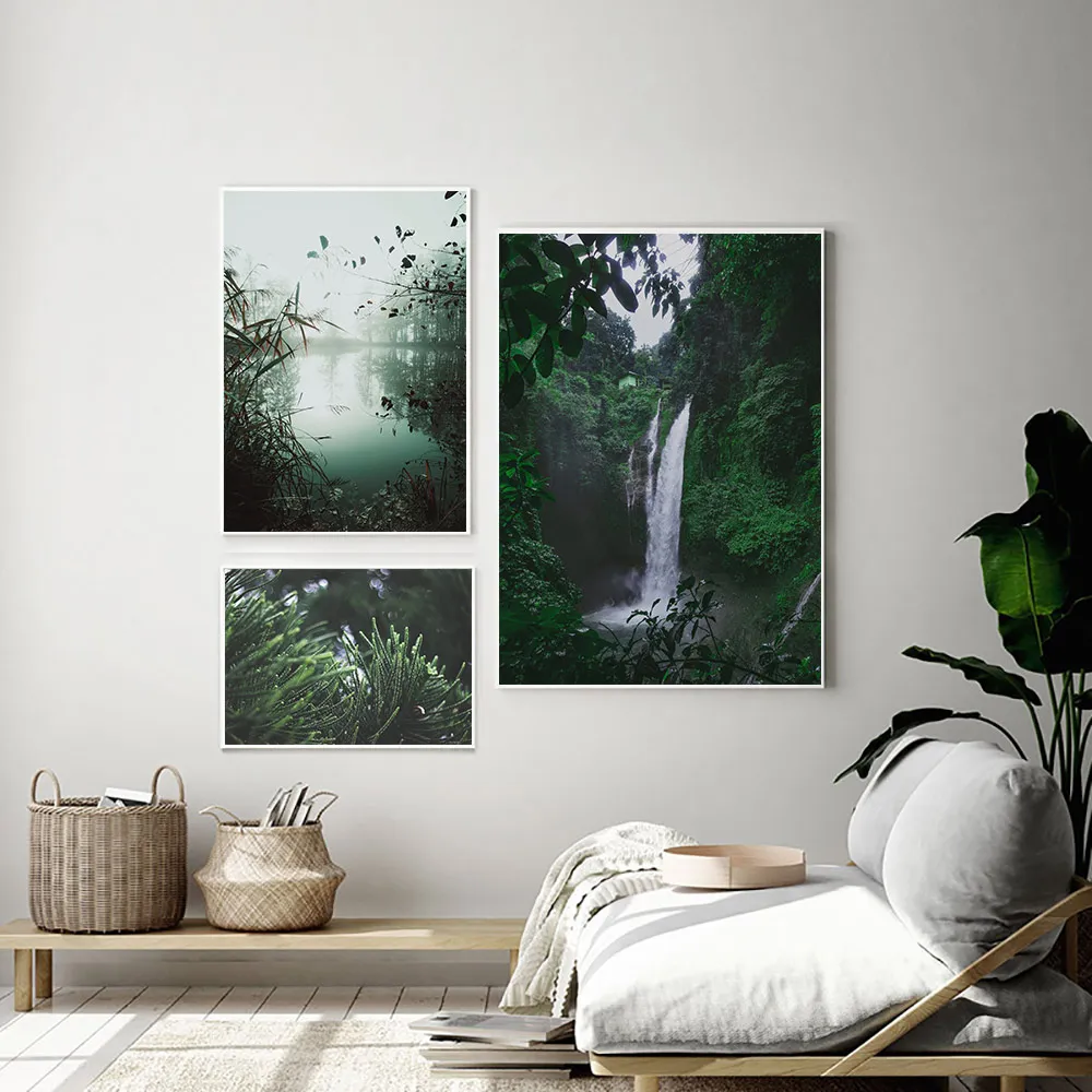 Зеленые листья Настенная картина с ландшафтом Печать Живопись Художественная