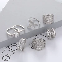 women rings variety fashion diverse banquet couples wedding rings silver plated cubic zirconia rings give girls gift jewelry