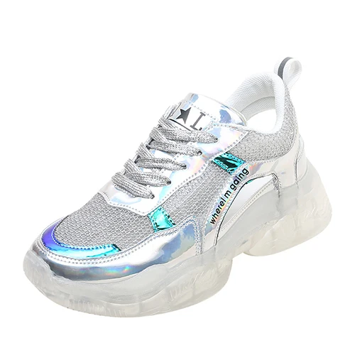white Кроссовки в стиле кэжуал; женская обувь на платформе; сетчатые Tenis Basket Femme; дышащая весенне-Осенняя обувь; цвет белый, розовый; zapatillas mujer - Цвет: white