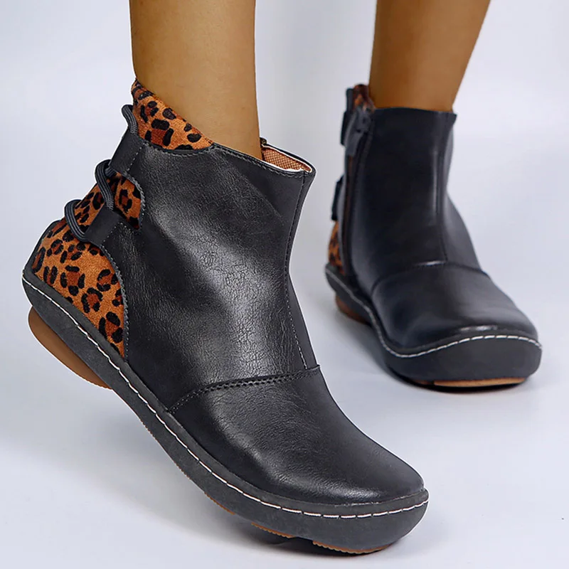

Women Ankle Boots Fashion Zipper Boots For Women Round Toe Shoes Woman Comfortable Boots Ladies Sexy Soft Female Shoes Sneakers