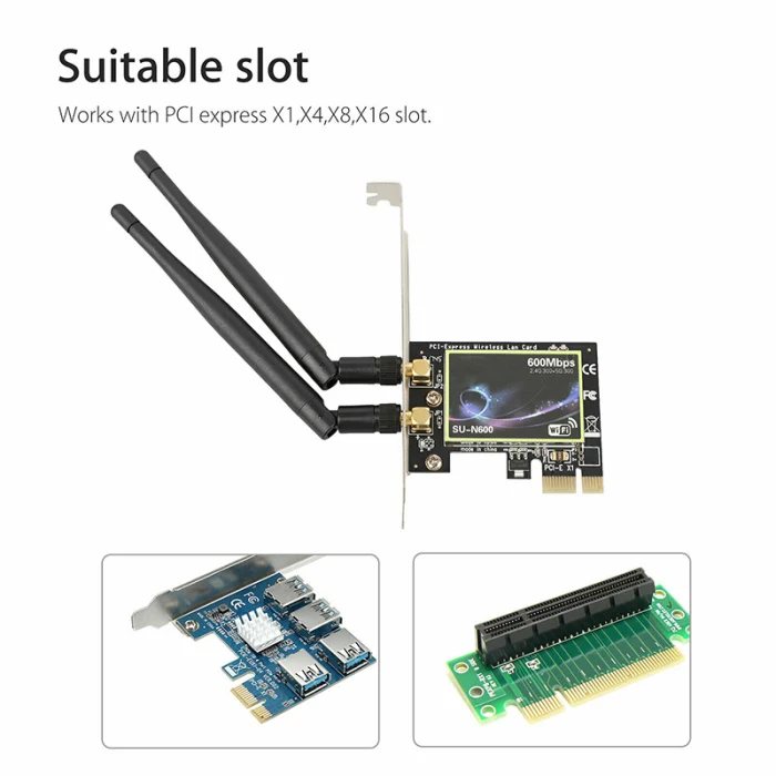 Двухдиапазонный 2,4G/5G PCI-E беспроводная карта Wi-Fi адаптер 600 Мбит/с для настольного компьютера VH99