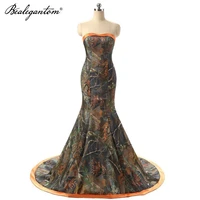 bealegantom newest 2021 mermaid camo wedding dresses with beaded appliques satin long wedding party dress bridal gowns wd24