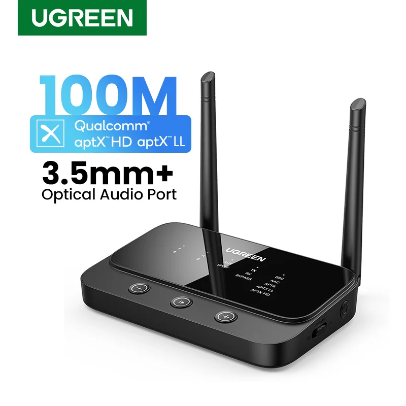 UGREEN 100m Long Range Bluetooth 5.0 Transmitter Receiver AptX LL HD Audio Adapter Wireless Dongle for TV Home Stereo | Электроника