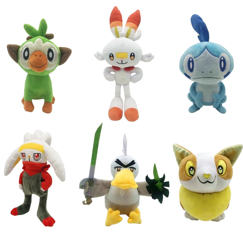 

Pokemon 20-38cm Plush Dolls Anime Figure Sirfetch Scorbunny Raboot Sobble Grookey Yamper Cartoon Stuffed Plush Toys Kids Gift