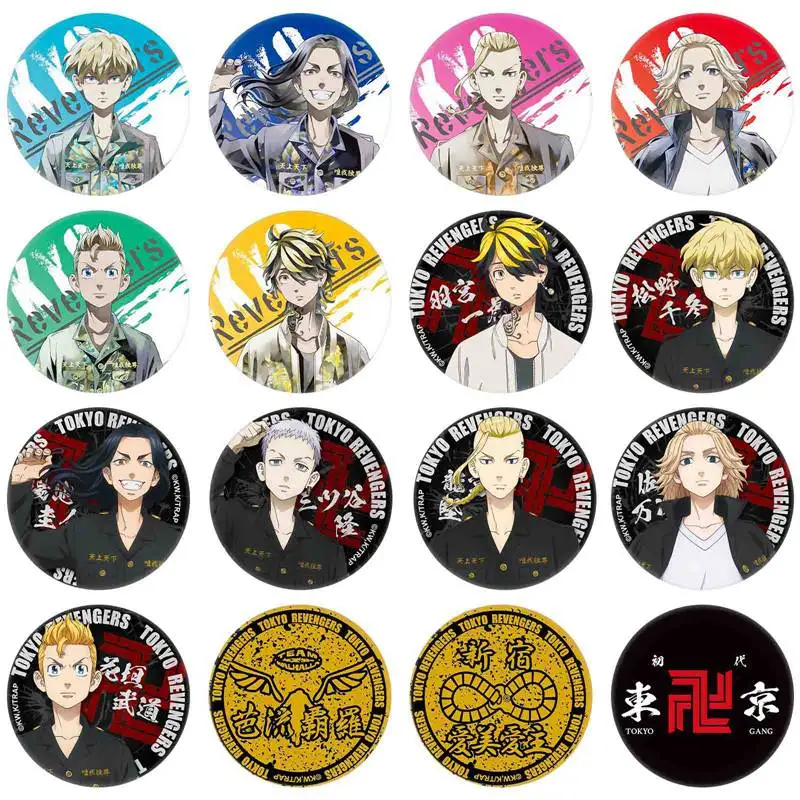 Tokyo Revengers Cosplay Anime Badges Manjiro Ken Takemichi Hinata Atsushi Chibi Pins Cute Brooches Fans Collection Props