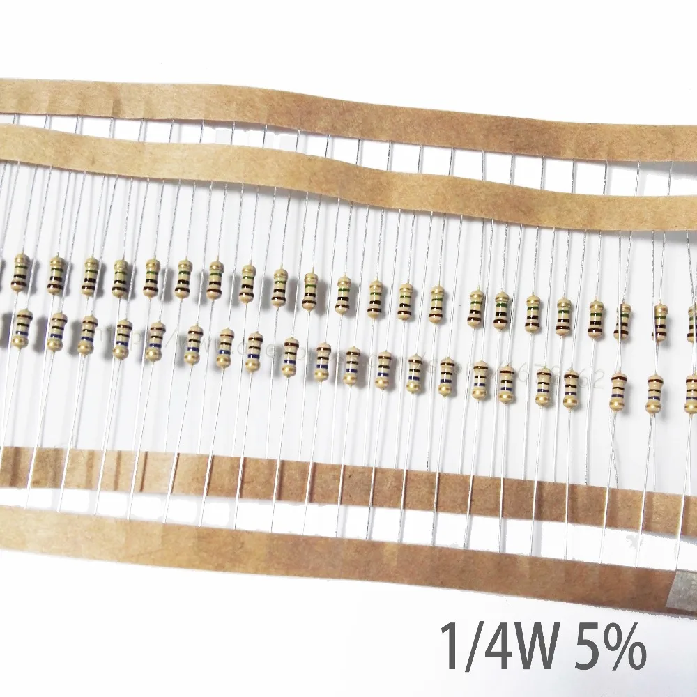 

2500pcs/lot 1/4W 0.25w 5% Carbon Film Resistor Kit 50 Values Assortment Pack Mix Selection (1R-10M)
