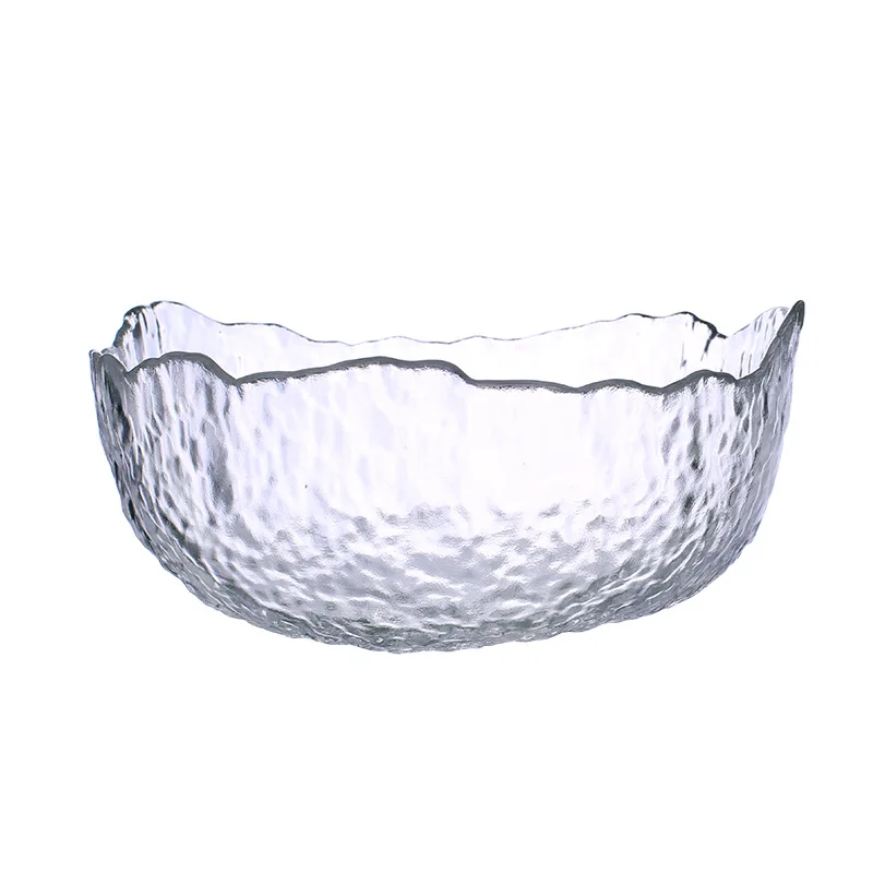 

Phnom Penh Hammered Transparent Glass Salad Bowl Household Tableware Students Soak Noodles Bowl Dessert Fruit Bowl