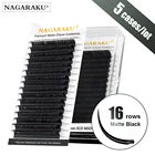Накладные ресницы NAGARAKU для наращивания, матовые черные плоские ресницы в форме эллипса, отдельные норковые Искусственные ресницы, 5 штук