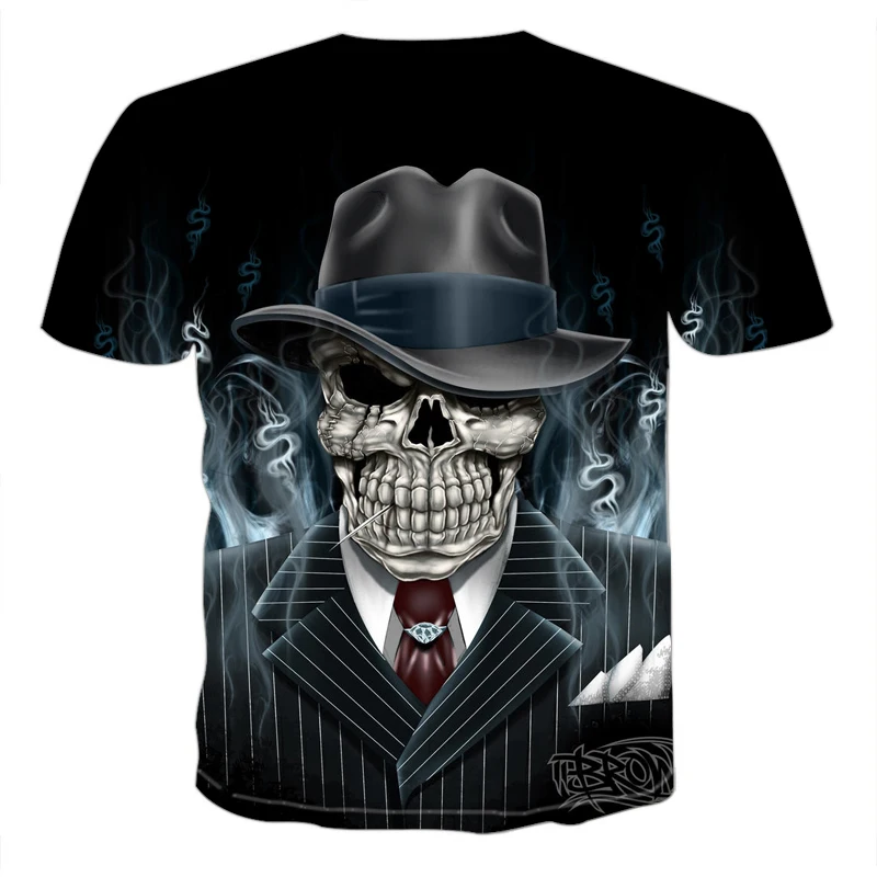

Skull Demon Theme Men's T-Shirts Horror 3D Tops Summer Fashion T-Shirt Men's O-Neck Shirt Boys Clothing Plus Size Streetwear