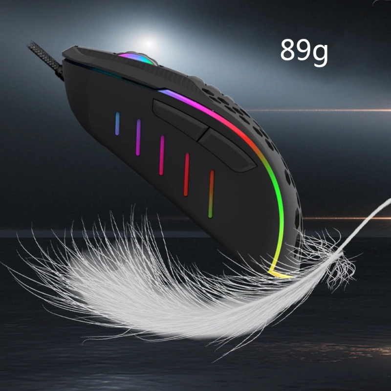 

New 8 Keys Light Weight Wired Mouse Hollow-out Honeycomb Shell Gaming Mouce RGB Mice