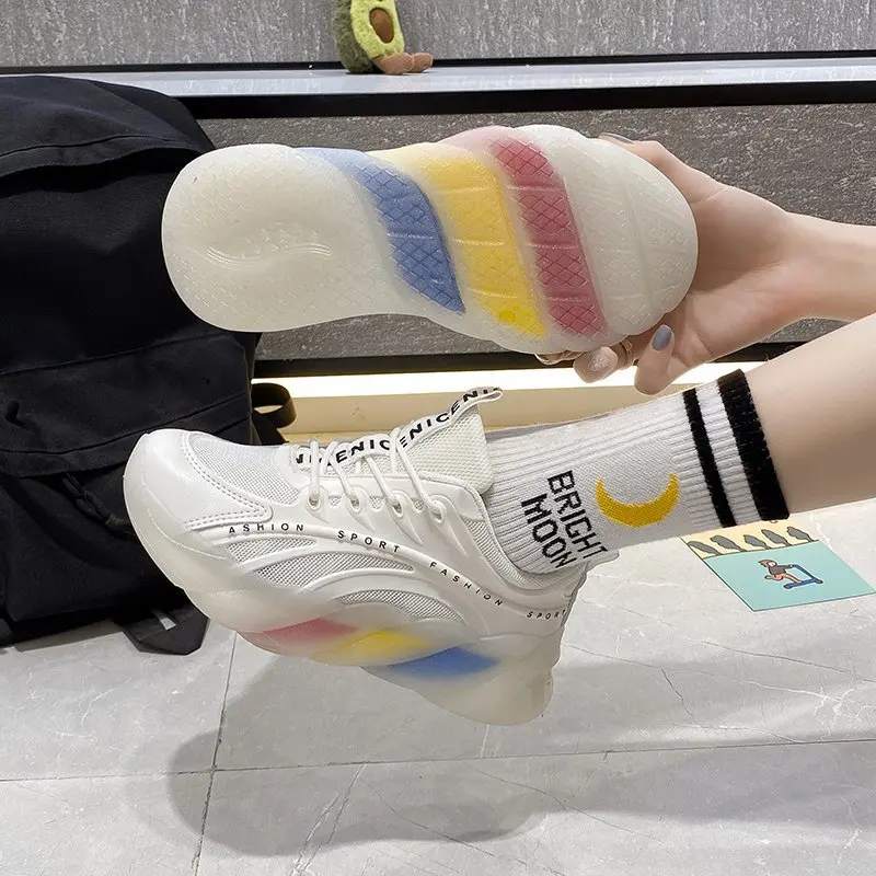 

Women's Shoes Spring 2021 New Sneakers Women Breathable Leisure Chunky Women Shoes Tenis Feminino Rainbow Shoes Large Size