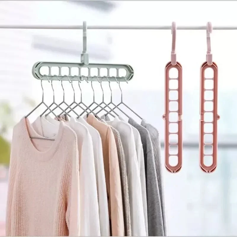 

Creative Multifunctional 9-hole Magic Hanger Household Space-saving Artifact Wardrobe Storage Hook Can Rotate