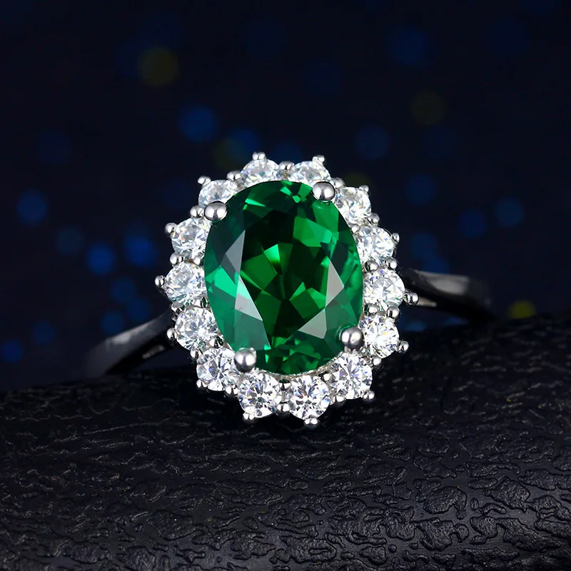

Luxury Female Emerald Green Stone Ring 100% Real 925 Sterling Silver Engagement Ring Vintage Wedding Rings For Women