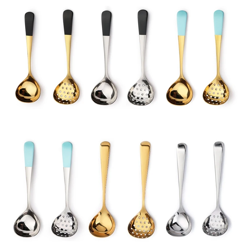 

Gold Scoop Soup Spoon 304 Stainless steel Colander Soup with Long Sleeve Food Cuisine From Kitchen Tool tableware Accessories