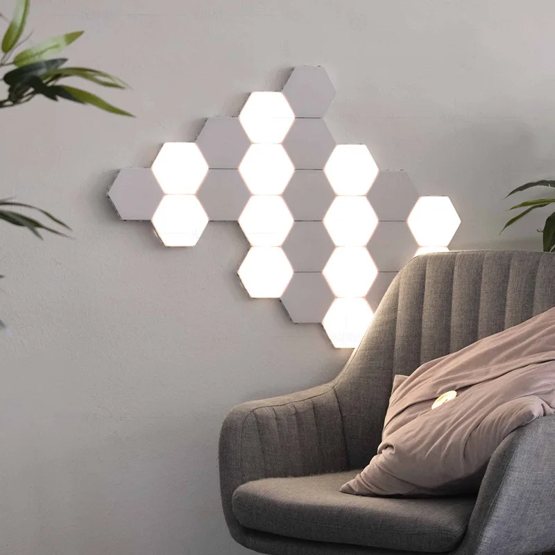 

DIY Creative Touch Sensitive Modular LED Hexagonal Lamp Honeycomb Quantum Light Ambient Night Light Decoration Wall Lamp