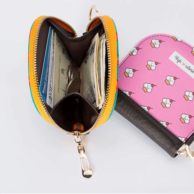 

PU Leather Creative Cartoon Zipper Wallet Mini Portable Shell Headset Bag Coin Key Lipstick Storage Bag ID Bag Zipper Bag